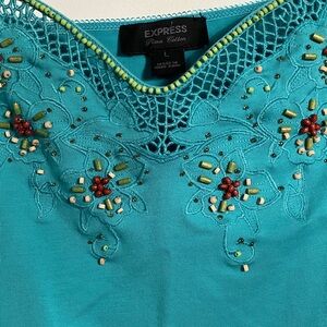 Express Teal Beaded Top